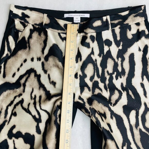 Diane Von Furstenberg Womens Black Animal Print Mary Mikado Pants Size 10 - Picture 9 of 11